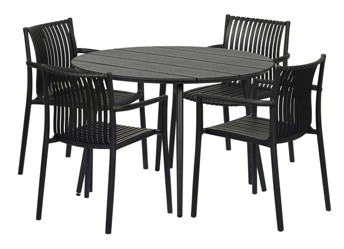 Havebord Madrid sort Ø110 cm - Sunlife